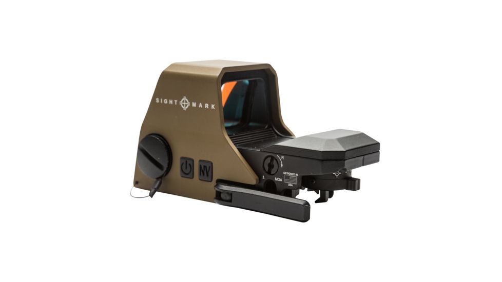 SightMark Ultra Shot Open 1x 33x24mm Reflex Red Dot Sight (A-Spec), 5 MOA dot, 3 MOA dot with 50 MOA circle, 3 MOA dot with 50 MOA crosshair, 3 MOA dot with 30 MOA circle/crosshair (subtensions total 50 MOA) Dark Earth, SM26032DE
