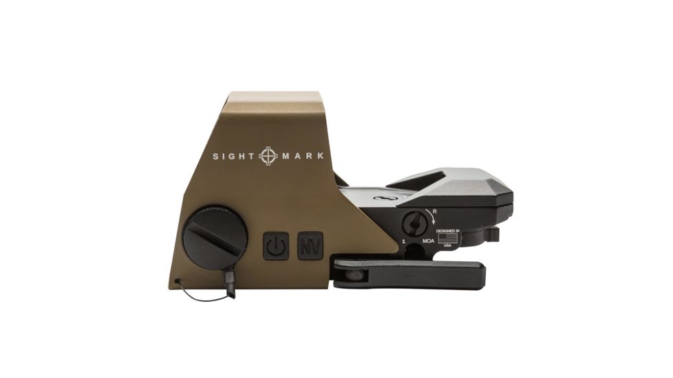 SightMark Ultra Shot Open 1x 33x24mm Reflex Red Dot Sight (A-Spec), 5 MOA dot, 3 MOA dot with 50 MOA circle, 3 MOA dot with 50 MOA crosshair, 3 MOA dot with 30 MOA circle/crosshair (subtensions total 50 MOA) Dark Earth, SM26032DE