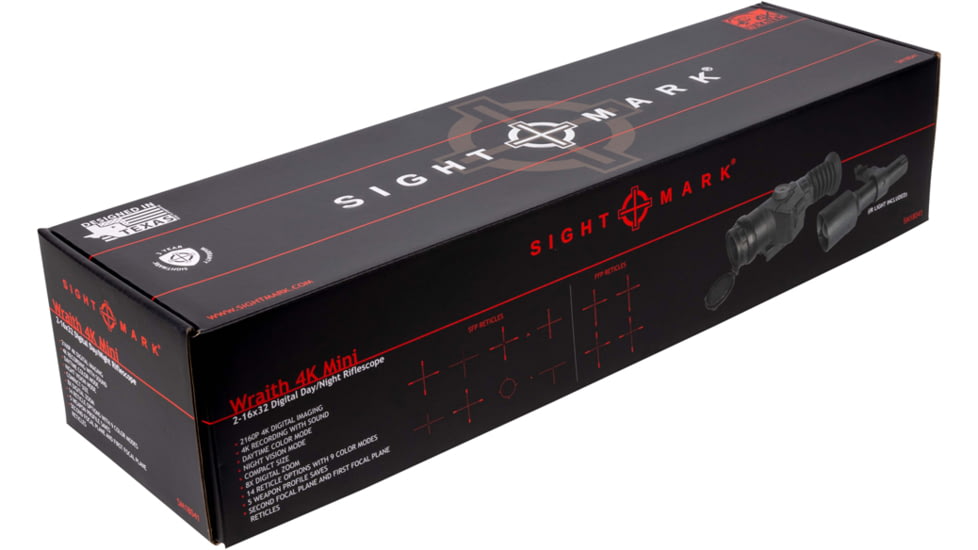 SightMark Wraith 4K Mini Digital Night Vision Rifle Scope, 2-16x32mm, Dual Focal Plane, Multiple Reticles, Black, SM18041