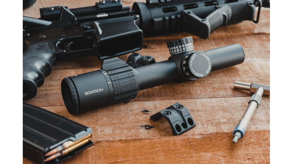 Sightron S-TAC 1-4.5X 24mm Service Rifle Scope, 30mm Tube, Second Focal Plane, SR1 Reticle, Matte Black, 26021