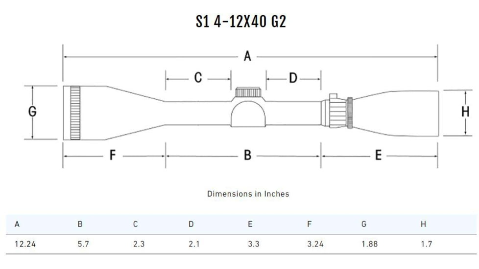 Sightron S1 Series 4-12x40mm G2 Riflescope, 1in Tube, Second Focal Plane, Mil-Dot Matte, Black, 32009