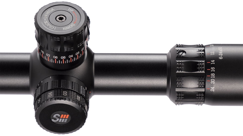 Sightron SIII PLR Rifle Scope, 6-24x50mm, 30mm Tube, SFP, Mil-Hash Reticle, Satin, Black, 28008