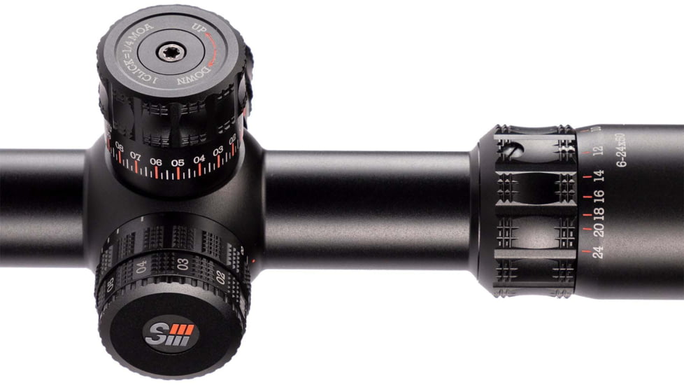 Sightron SIII Series Precision Long Range 6-24x50mm 1.18in Tube First Focal Plane Zero Stop Riflescope, IRMH, Satin, Black, 28001