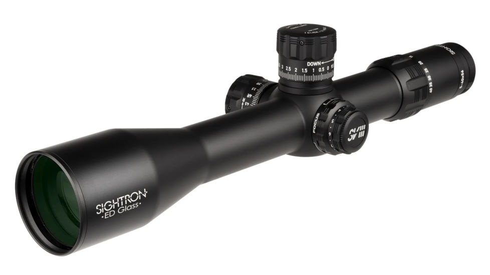 Sightron SVIIISSED ED IR Zero Stop Rifle Scope, 5-40x56mm, 40mm Tube, First Focal Plane, Illuminated LRM Reticle, Black, 29001