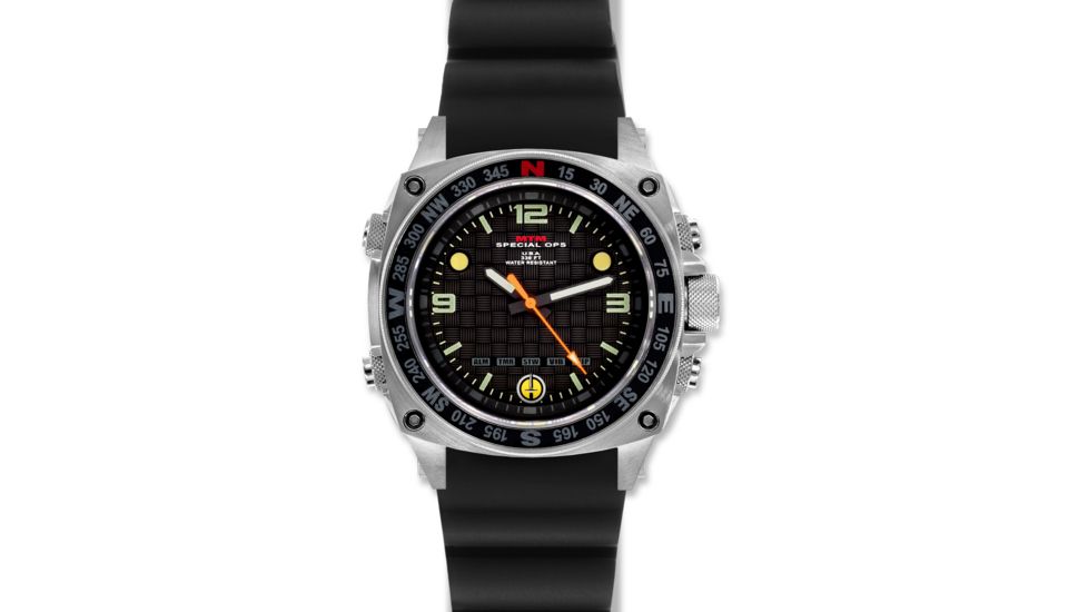 Silencer 44.5mm Silver Steel Case, Black Rubber I Band