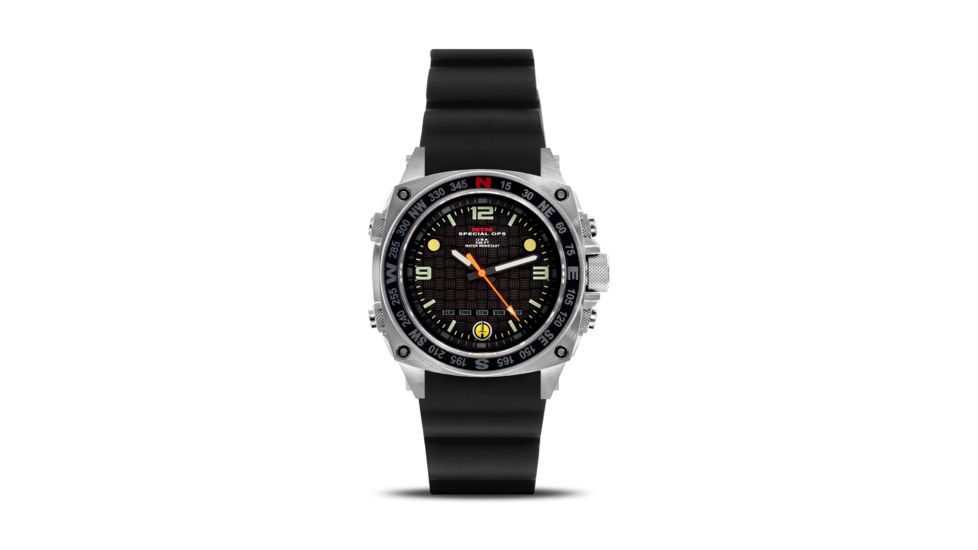 Silencer 44.5mm Silver Steel Case, Black Rubber I Band