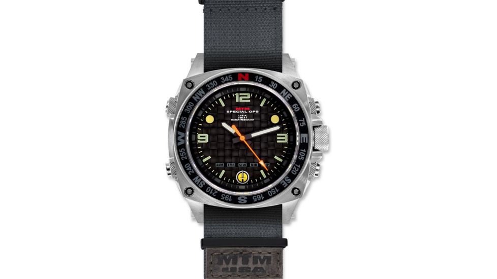 Silencer 44.5mm Silver Steel Case, Nylon Grey Band