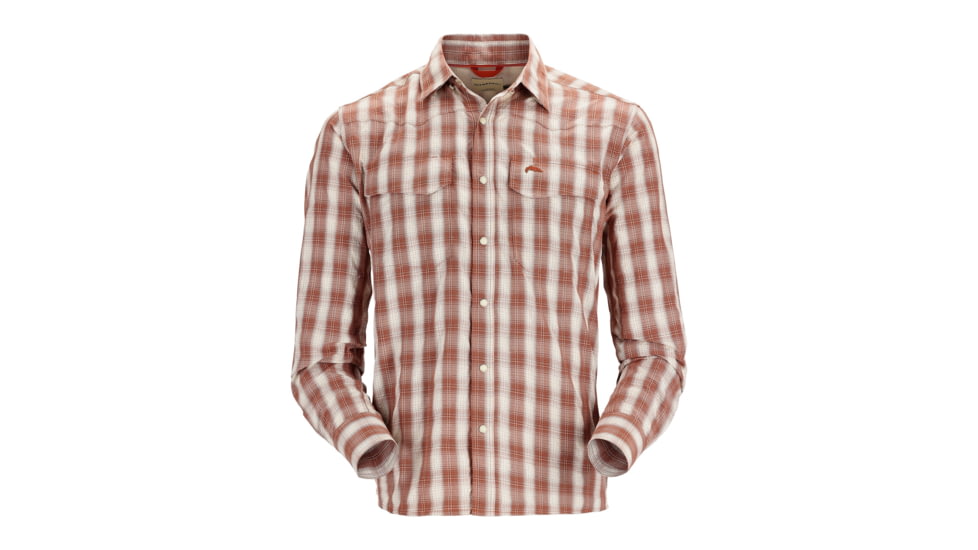 Simms Fishing Products Big Sky Fishing Shirt - Mens, Clay/Hickory Plaid, L, 10661-1001-40