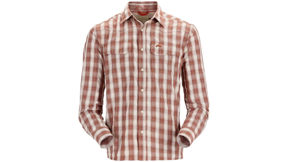 Simms Fishing Products Big Sky Fishing Shirt - Men's, Clay/Hickory Plaid, Small, ms-big-sky-fish-shi-1