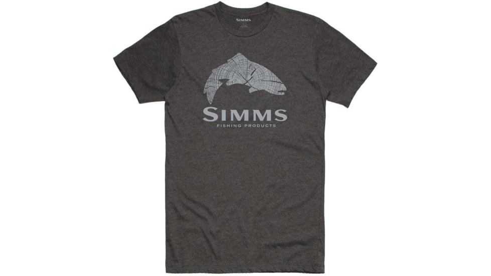 Simms Fishing Products Wood Trout Fill T-Shirt - Men's, Charcoal Heather, Small, fill-t-shimed