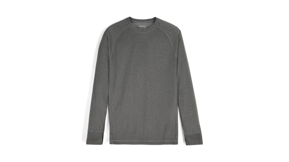 Simmsfishing Mens Strata 160 LS Baselayer Crew, Dark Grey Heather, M, 14226-689-30