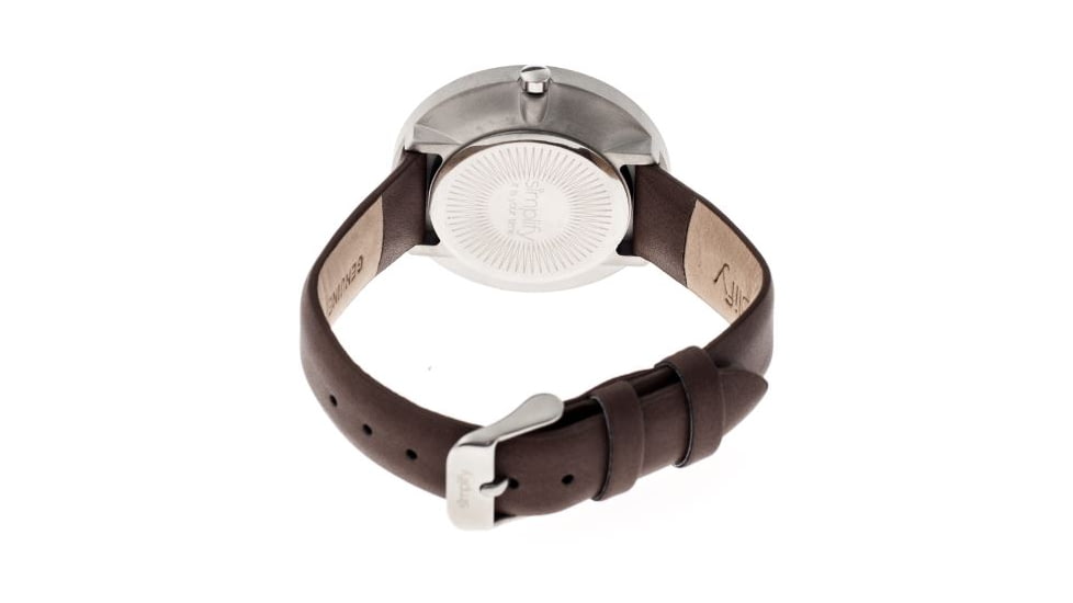 Simplify 2601 The 2600 Watch 40mm, Brown Leather Band, Silver Case, White Face SIM2601