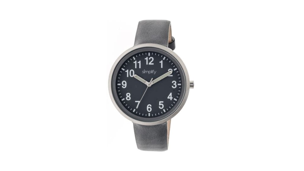 Simplify 2604 The 2600 Watch 40mm, Gray Leather Band, Silver Case, Gray Face SIM2604