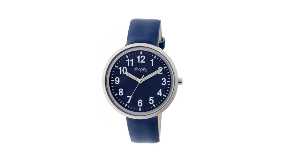 Simplify 2606 The 2600 Watch 40mm, Blue Leather Band, Silver Case, Blue face SIM2606