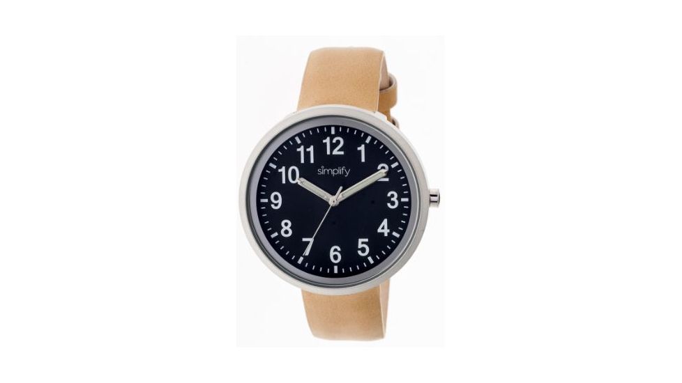 Simplify 2607 The 2600 Watch 40mm, Brown Leather Band, Silver Case, Black Face SIM2607