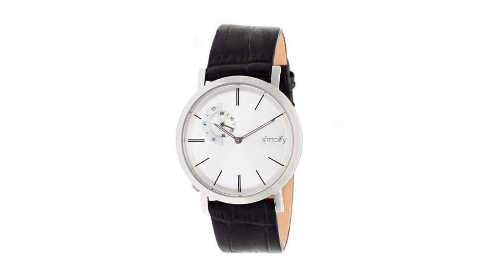 Simplify The 3100 Leather Strap Watch, Silver, Standard SIM3101
