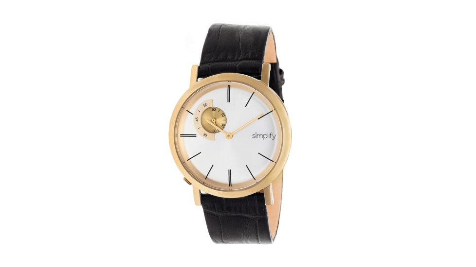 Simplify The 3100 Leather Strap Watch, Gold/Silver, Standard SIM3104