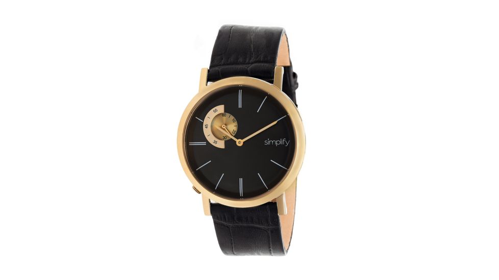 Simplify The 3100 Leather Strap Watch, Gold/Black, Standard SIM3105