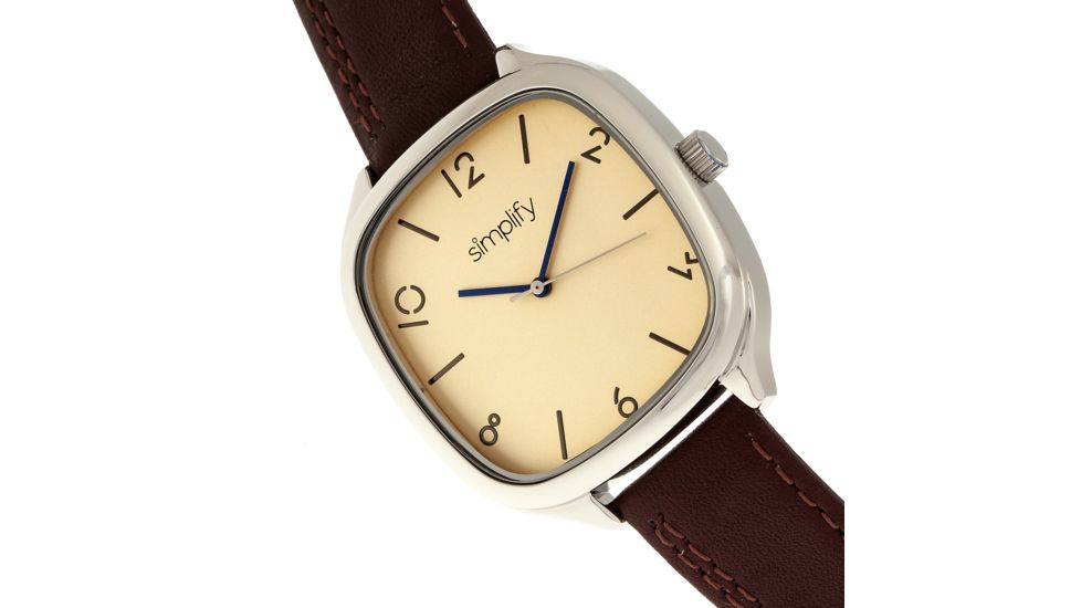 Simplify The 3500 Leather Strap Watch, Brown/Gold, Standard SIM3506