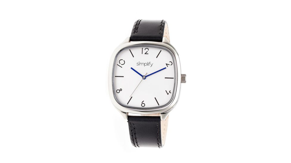 Simplify The 3500 Leather Strap Watch, Black/Silver, Standard SIM3501