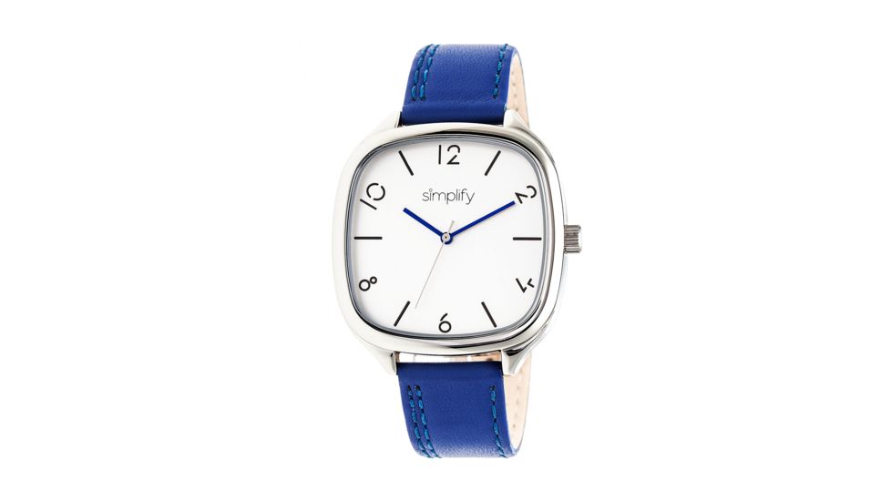 Simplify The 3500 Leather Strap Watch, Blue/Silver, Standard SIM3503