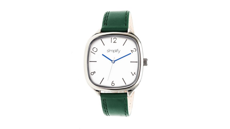 Simplify The 3500 Leather Strap Watch, Forest Green/Silver, Standard SIM3504