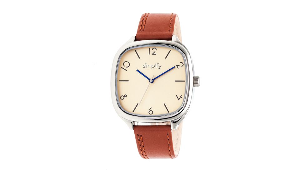 Simplify The 3500 Leather Strap Watch, Camel/Gold, Standard SIM3505