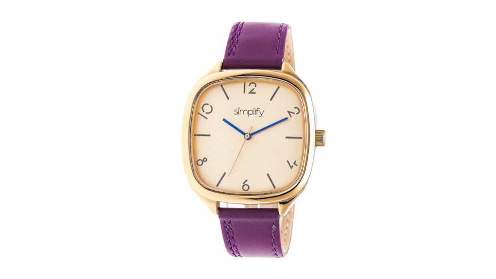 Simplify The 3500 Leather Strap Watch, Plum/Gold, Standard SIM3507