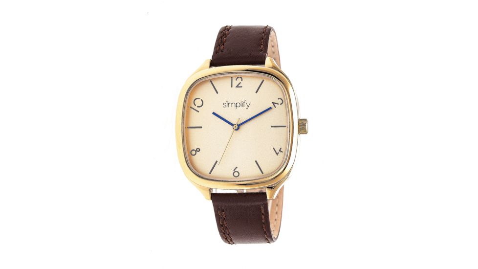 Simplify The 3500 Leather Strap Watch, Dark Brown/Gold, Standard SIM3508