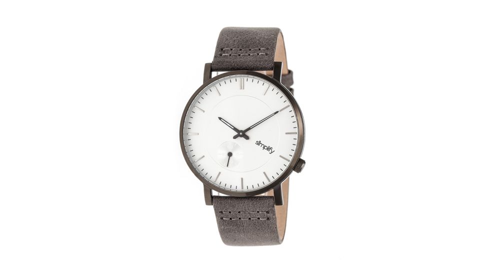 Simplify The 3600 Leather Strap Watch, Grey/Silver, Standard SIM3602