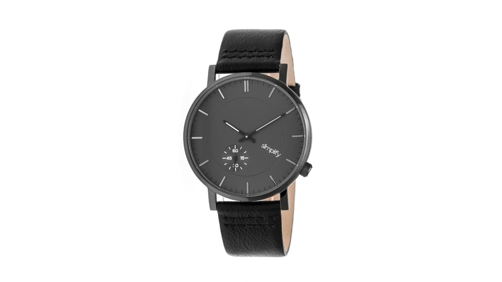 Simplify The 3600 Leather Strap Watch, Black/Charcoal, Standard SIM3604