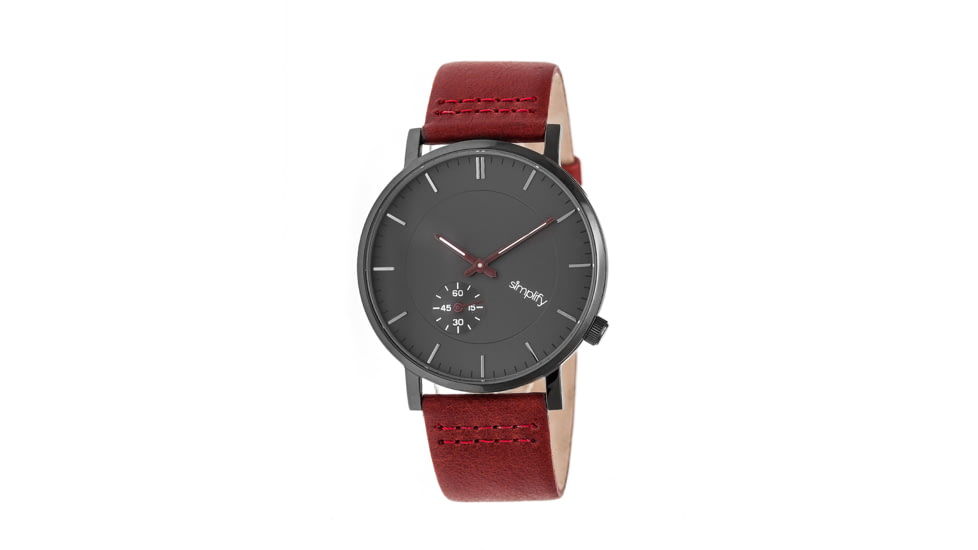 Simplify The 3600 Leather Strap Watch, Maroon/Charcoal, Standard SIM3605