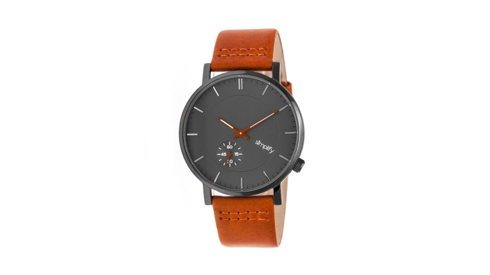 Simplify The 3600 Leather Strap Watch, Orange/Charcoal, Standard SIM3607