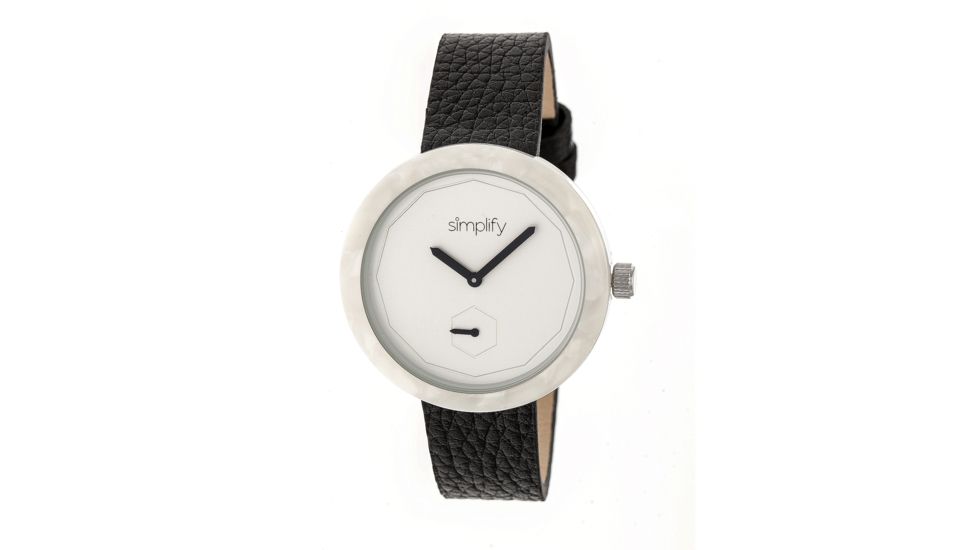 Simplify The 3700 Leather Strap Watch, Silver/Black/Silver, Standard SIM3701