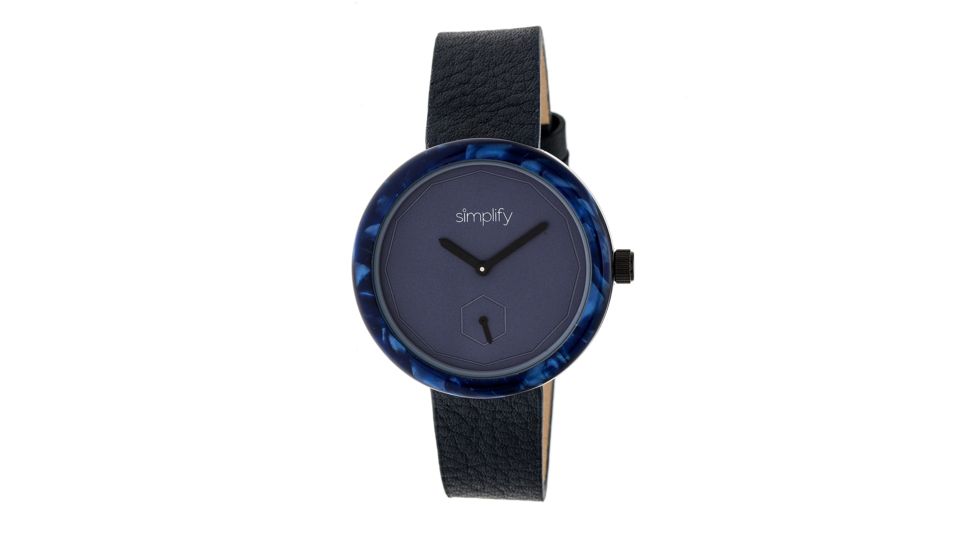 Simplify The 3700 Leather Strap Watch, Navy, Standard SIM3704