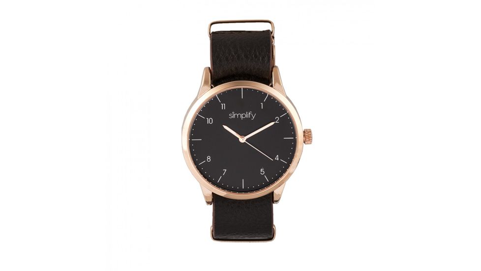 Simplify The 5600 Leather-Band Watch, Black/Dark Brown, SIM5605