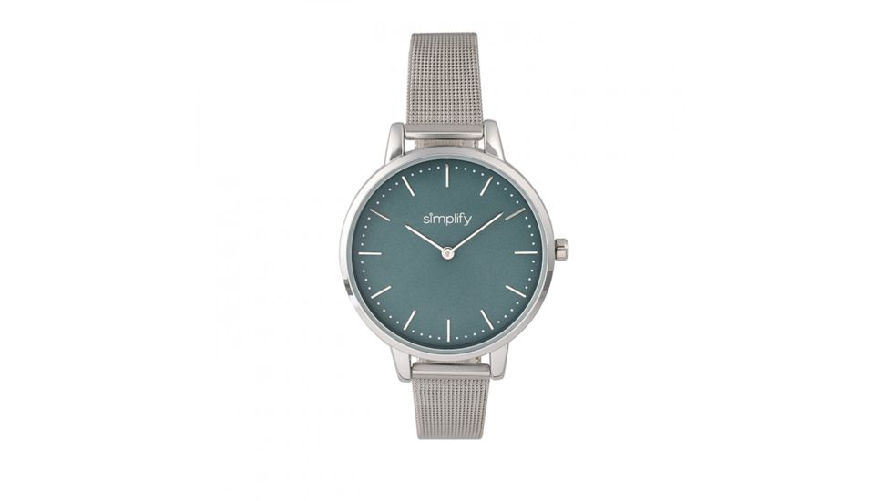 Simplify The 5800 Mesh Bracelet Watch, Silver/Teal, SIM5802