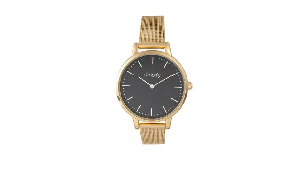 Simplify The 5800 Mesh Bracelet Watch, Gold/Black, SIM5803