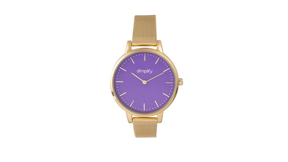Simplify The 5800 Mesh Bracelet Watch, Gold/Purple, SIM5804