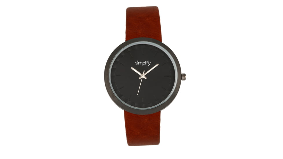 Simplify The 6000 Leather-Band Watch, Black/Dark Brown, SIM6006