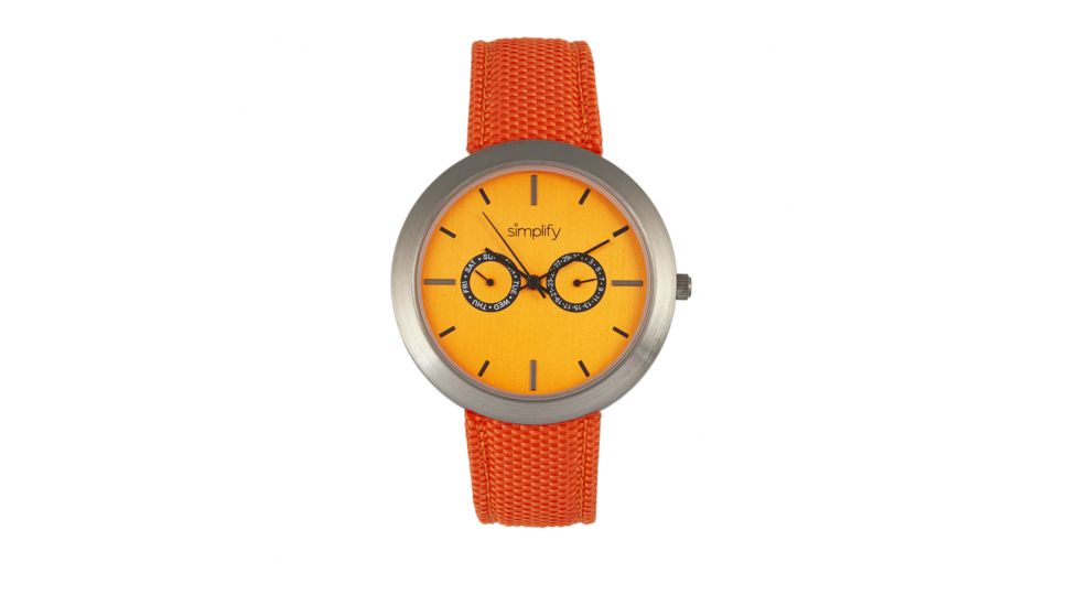 Simplify The 6100 Canvas Overlay Strap Watch, Orange, SIM6106