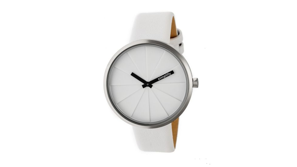 Simplify The 4000 Leather-Band Watch, White, Standard SIM4001