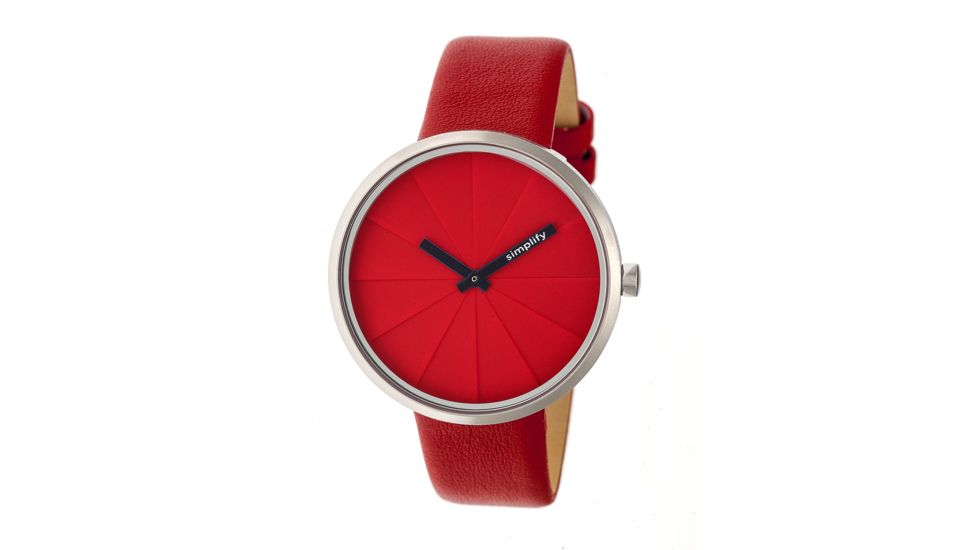 Simplify The 4000 Leather-Band Watch, Red, Standard SIM4003