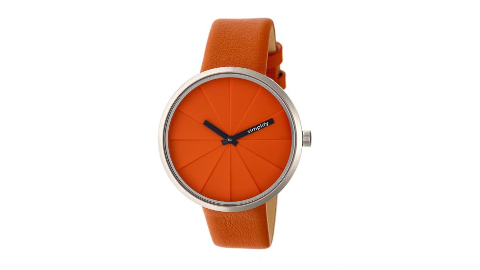 Simplify The 4000 Leather-Band Watch, Orange, Standard SIM4006