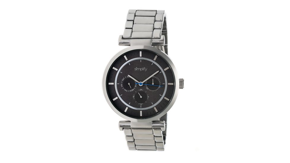 Simplify The 4800 Bracelet Watch w/Day/Date, Silver/Black, Standard SIM4802