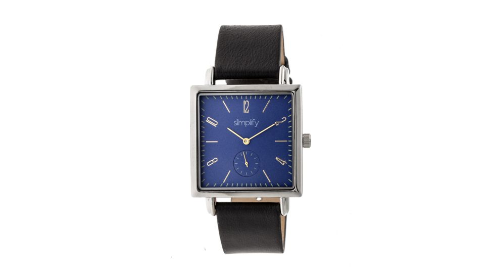 Simplify The 5000 Leather-Band Watch, Blue/Black SIM5002