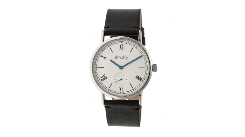 Simplify The 5100 Leather-Band Watch, Silver/Black SIM5101