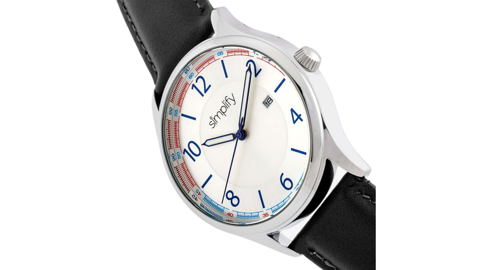 Simplify The 6900 Leather-Band Watch w/ Date, White, One Size, SIM6901