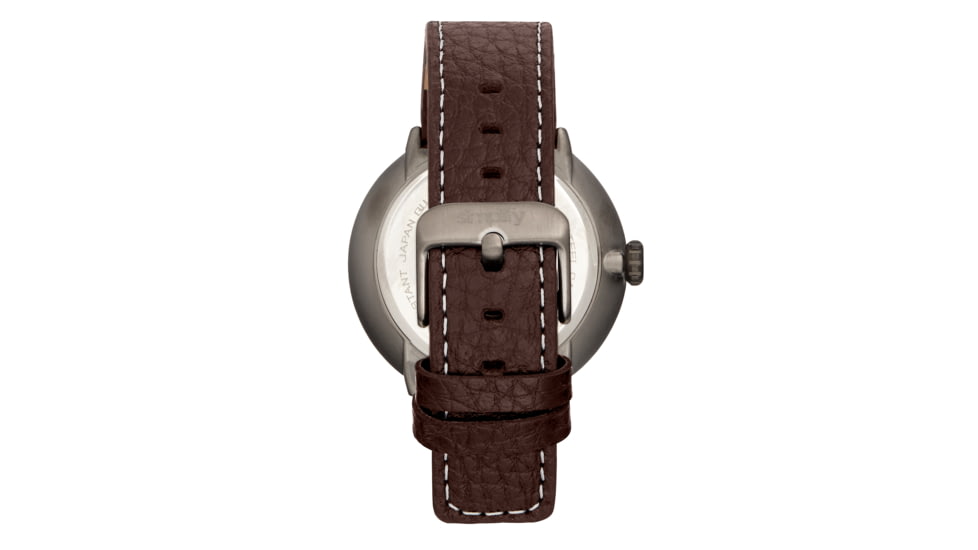 Simplify The 7100 Leather-Band Watch w/Date, Black/Dark Brown, One Size, SIM7106