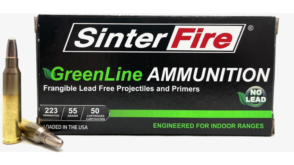 SinterFire GreenLine .223 Remington 55 Frangible Brass Rifle Ammo, 50 Rounds, SF22355GL-C